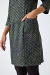 Roman Originals Shift Dress for Women UK - Ladies Print Winter Smart Work Office Casual Formal Party Comfortable Tunic 3/4 Sleeve Knee Length Plaid Smock - Green - Size 20