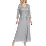 HAOLEI Women Dresses Sale Clearance Mother of The Bride Dress for Wedding UK 2 Pieces Lace Cardigan Set Maxi Dresses Casual Solid Sleeveles Chiffon Work Dress Half Sleeve Party Evening Long Dresses Gray