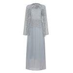 HAOLEI Women Dresses Sale Clearance Mother of The Bride Dress for Wedding UK 2 Pieces Lace Cardigan Set Maxi Dresses Casual Solid Sleeveles Chiffon Work Dress Half Sleeve Party Evening Long Dresses Gray