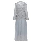 HAOLEI Women Dresses Sale Clearance Mother of The Bride Dress for Wedding UK 2 Pieces Lace Cardigan Set Maxi Dresses Casual Solid Sleeveles Chiffon Work Dress Half Sleeve Party Evening Long Dresses Gray