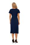 GRECERELLE Womens Summer Wrap Dress Ladies Casual Ruffle Short Sleeve V-Neck Floral Beach Dresses for Women (02 Navy Blue, L)