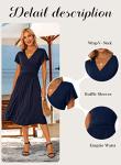 GRECERELLE Womens Summer Wrap Dress Ladies Casual Ruffle Short Sleeve V-Neck Floral Beach Dresses for Women (02 Navy Blue, L)