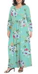 POPYOUNG Autumn-Winter Women's Maxi Dress Casual Long Sleeves Long Dresses for Laydies with Pockets M,Mint Green