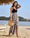 Newshows Women's Summer V Neck Spaghetti Strap Sleeveless Casual Split Long Maxi Wedding Guest Dress(Leopard 01,Medium)