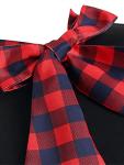 FeMereina Womens Vintage Christmas Maxi Dress Casual Plaid Patchword Bow Rockabilly Long Dresses Party Cocktail Dress (Black, X-Large)