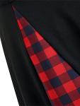 FeMereina Womens Vintage Christmas Maxi Dress Casual Plaid Patchword Bow Rockabilly Long Dresses Party Cocktail Dress (Black, X-Large)