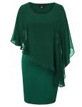 Hanna Nikole Plus Size Pencil Dress Women's Chiffon Cape Dress Dark Green 22 Plus