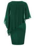 Hanna Nikole Plus Size Pencil Dress Women's Chiffon Cape Dress Dark Green 22 Plus