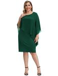 Hanna Nikole Plus Size Pencil Dress Women's Chiffon Cape Dress Dark Green 22 Plus
