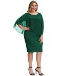 Hanna Nikole Plus Size Pencil Dress Women's Chiffon Cape Dress Dark Green 22 Plus