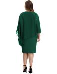 Hanna Nikole Plus Size Pencil Dress Women's Chiffon Cape Dress Dark Green 22 Plus
