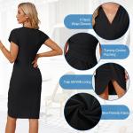 Wedding Guest Dresses for Women Uk,Womens Dresses Office Dresses Batwing Flutter Sleeves Bodycon Dress Ruched Wrap Dress Soft Business Dresses Pencil Midi Dress Wedding Guest Dress Summer Dress