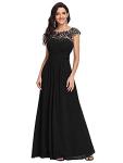 Ever-Pretty Bridesmaid Dresses Women's Lacey Neckline Open Back Ruched Style Autumn Dresses Black 16UK