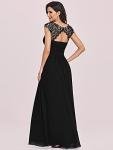 Ever-Pretty Bridesmaid Dresses Women's Lacey Neckline Open Back Ruched Style Autumn Dresses Black 16UK
