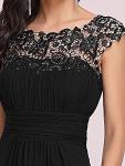 Ever-Pretty Bridesmaid Dresses Women's Lacey Neckline Open Back Ruched Style Autumn Dresses Black 16UK