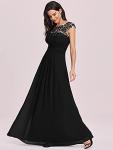 Ever-Pretty Bridesmaid Dresses Women's Lacey Neckline Open Back Ruched Style Autumn Dresses Black 16UK