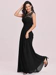 Ever-Pretty Bridesmaid Dresses Women's Lacey Neckline Open Back Ruched Style Autumn Dresses Black 16UK