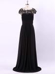 Ever-Pretty Bridesmaid Dresses Women's Lacey Neckline Open Back Ruched Style Autumn Dresses Black 16UK