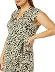 Amazon Essentials Women's Classic Cap Sleeve Wrap Dress (Available in Plus Sizes), Tan Animal Print, M