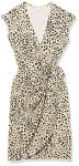 Amazon Essentials Women's Classic Cap Sleeve Wrap Dress (Available in Plus Sizes), Tan Animal Print, M