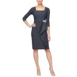 Alex Evenings Women's Slimming Cocktail Gown Neckline, Wedding Guest, Party Dress, Charcoal Square Neck, 6