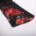 GRACE KARIN Women Summer Elegant Dress for Party Floral Chiffon Dresses 3/4 Split Sleeve Crew Neck Black Floral XXL