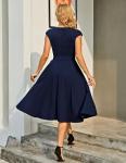 DRESSTELLS Women's Cocktail Dress, Summer Formal Wedding Guest Dress, Modest Graduation Prom Dress, Vintage Tea Party Casual Dress 2024 Navy XL