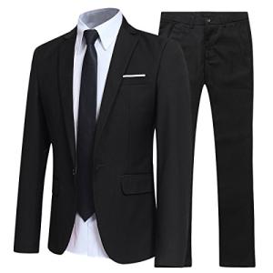Allthemen Mens Suits 2 Piece Suit Slim Fit Wedding Dinner Tuxedo Suits for Men Business Casual Jacket & Trousers, Chest 38(trousers:waist 32)/Medium, Black
