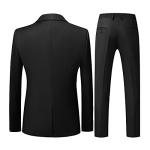 Men Suits 3 Piece Slim Fit Single Breasted Two Button Black Wedding Tuxedo Suit Blazer Waistcoat Trousers(Black,Larger)