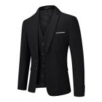 YOUTHUP Mens Slim Fit 3 Piece Suit 2 Button Business Wedding Suits Tuxedo Blazer Waistcoat Trousers, Black, M