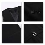 YOUTHUP Mens Slim Fit 3 Piece Suit 2 Button Business Wedding Suits Tuxedo Blazer Waistcoat Trousers, Black, M