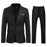 Allthemen Mens 2 Piece Suit Slim Fit Dinner Wedding Tuxedo Suits Classic Business Jacket Trousers Black M