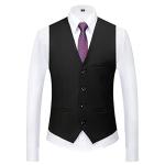 Men Suits 3 Piece Slim Fit Single Breasted One Button Black Tuxedo Suit Blazer Waistcoat Trousers(Black,X-Larger)