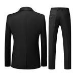 Men Suits 3 Piece Slim Fit Single Breasted One Button Black Tuxedo Suit Blazer Waistcoat Trousers(Black,X-Larger)