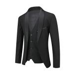 YOUTHUP Mens Suits Slim Fit 3 Piece Suit Shawl Lapel Wedding Dinner Tuxedo 1 Button Blazer Pants Vest, Black, L