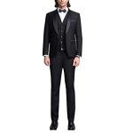 YOUTHUP Mens Suits Slim Fit 3 Piece Suit Shawl Lapel Wedding Dinner Tuxedo 1 Button Blazer Pants Vest, Black, L