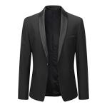 YOUTHUP Men's Suit Slim Fit 2 Piece Suits Shawl Lapel 1 Button Wedding Dinner Tuxedo Blazer Pants,Black,L