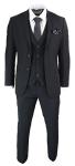 Mens 3 Piece Black Tailored Fit Complete Suit Classic Door Man Mourning Funeral