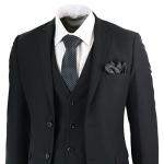 Mens 3 Piece Black Tailored Fit Complete Suit Classic Door Man Mourning Funeral