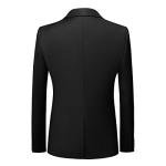 Men Suits 2 Piece Slim Fit Single Breasted Two Button Black Wedding Tuxedo Suit Blazer Trousers Black L