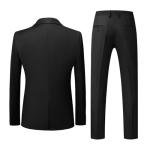 Allthemen Mens Suits 2 Piece Regular Fit Wedding Dress Suit Two Buttons Business Suit Blazer Trousers Black M