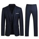 Allthemen 3 Piece Slim Fit Suit Wedding Dress Casual One Button Lounge Suit,XL ,Navy
