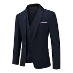 Allthemen 3 Piece Slim Fit Suit Wedding Dress Casual One Button Lounge Suit,XL ,Navy