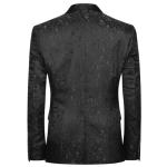 Allthemen Mens 2 Piece Jacquard Suit One Button Tuxedo Slim Fit Shawl Collar Dress Suits Black L