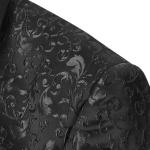 Allthemen Mens 2 Piece Jacquard Suit One Button Tuxedo Slim Fit Shawl Collar Dress Suits Black L