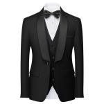 KUDORO Men Suits 3 Piece Slim Fit Suit Casual Business Formal Dinner Tuxedo Suit for Men Classic Blazer Waistcoat Trousers Set Black