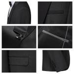 KUDORO Men Suits 3 Piece Slim Fit Suit Casual Business Formal Dinner Tuxedo Suit for Men Classic Blazer Waistcoat Trousers Set Black