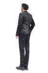 Mens Tuxedo Suits 2 Piece Slim Fit Casual Wedding Business Dinner Jacquard Suit for Men Jackets Blazer Trousers, XL, Black