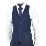 Mens Wool Tweed Suit 3 Piece Authentic 1920s Tailored Fit Classic Navy