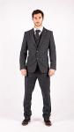 Mens Wool Tweed Suit 3 Piece Authentic 1920s Tailored Fit Classic Navy